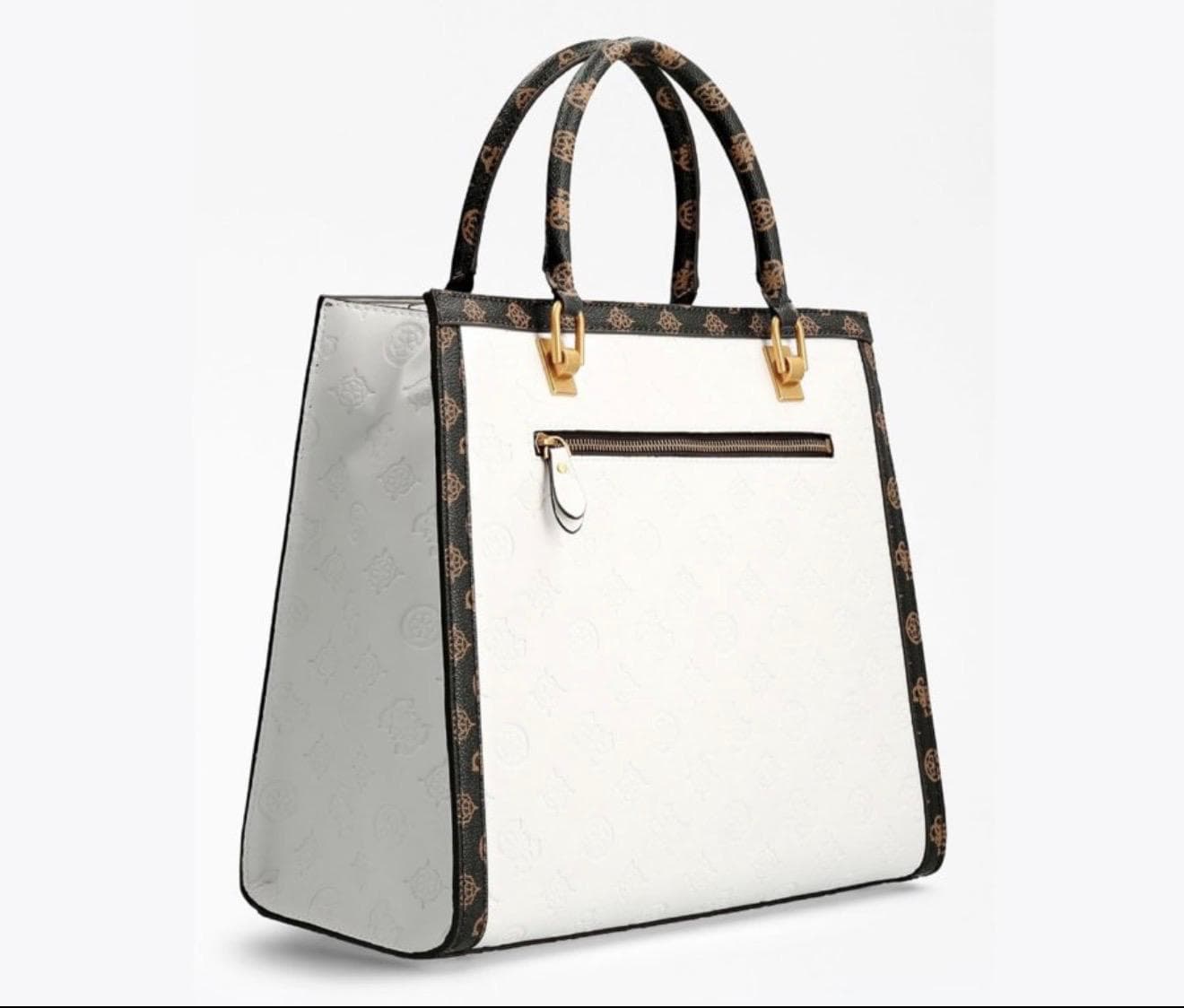 حقيبة GUESS Abey Tote Bag ابيض حجم كبير
